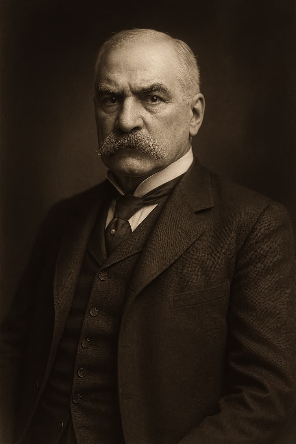 Vintage sepia portrait of J.P. Morgan, 1837–1913